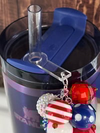 Image 4 of Fourth of July Memorial Day Patrotic Red White and Blue Tumbler Straw Bauble