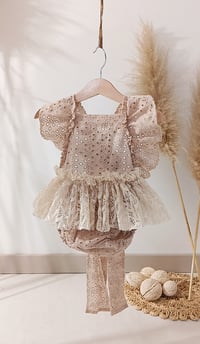 Image 1 of Baby girl bodysuit for photoshoots | Bianca | age 9-12 months | neutral beige