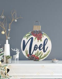 Image 1 of Noel Wooden Christmas Ornament Wall Plaque 