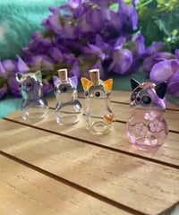 Image 1 of Fancy Pink Whisker Vase with tail, UV reactive flowers and eye highlights!