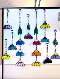 Image 4 of Handmade Stained Glass Flower Mobile - Double Bloom Hanging Suncatcher - Floral Glass Art