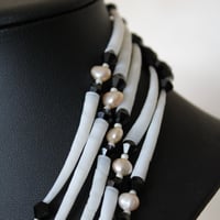 Image 3 of 5 strand Dentalium & Pink Pearl Necklace