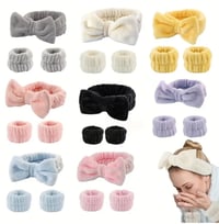Image 2 of Plush Headband & Wristbands Set, For Washing Face Skincare Spa Wear