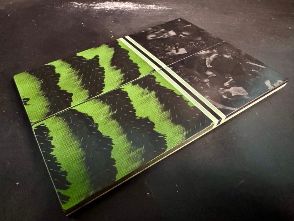 Image of Large Flake Carbon Fiber & Layered Carbon Fiber GLOW Segmented Knife Scales