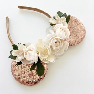 Image of Rose Gold Ears with Cream Florals
