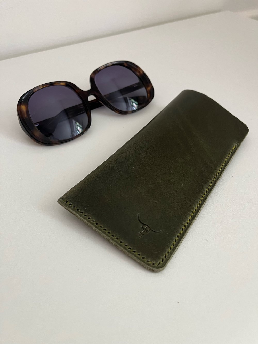 Image of Olive Vachetta Sunglasses Case (olive)
