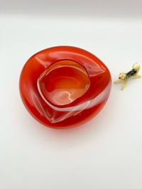 Japanese Red Swirl Art Glass Bowl (Kamei)