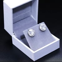 Image 1 of White Gold 925 Sterling Silver VVS Moissanite Diamond Push Back Halo  Earrings