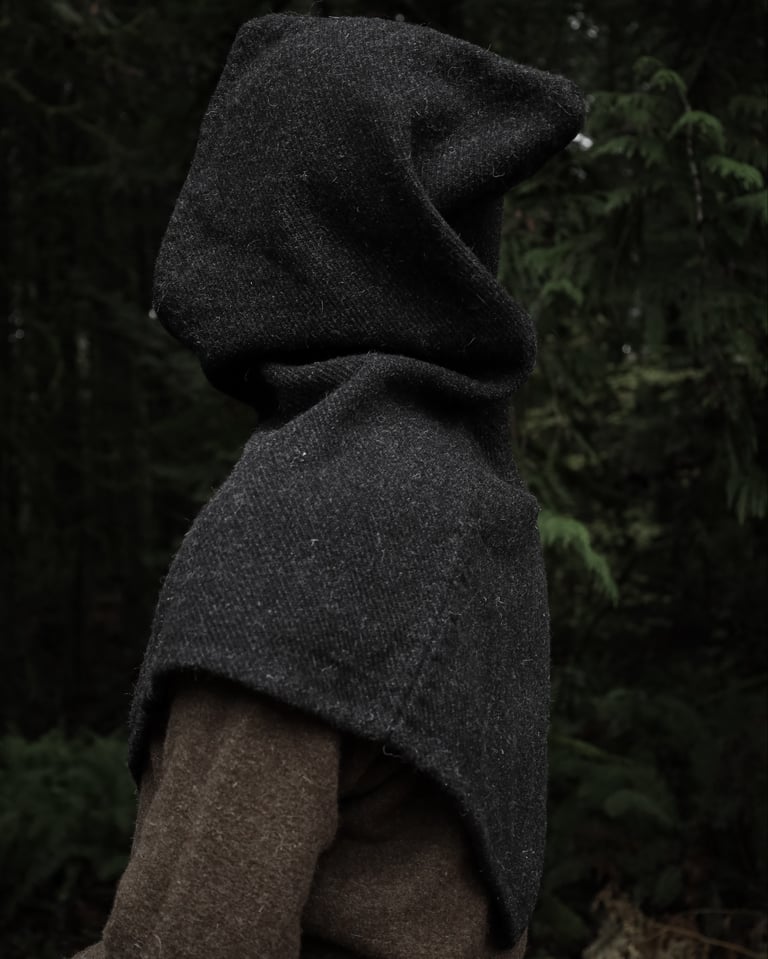 Medieval Hood - Heavyweight Charcoal Twill Image 4