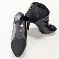 Image 4 of ...me Too Chic Black Leather & Cow Fur Ankle Boots