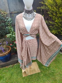 Image 3 of Pefkos co ord sarong set beige and mint