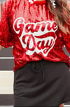 Red Sequin Game Day Top