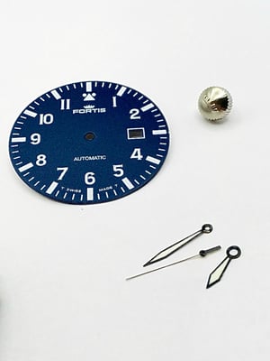 Image of Fortis Flieger complete kit,new,Blue Dial,40mm Case.595.10.46.1