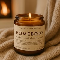 Image 1 of Homebody Candle - 5oz Amber Jar & Wood Wick