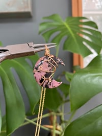 Image 2 of Rhodonite Gold Moon Necklace