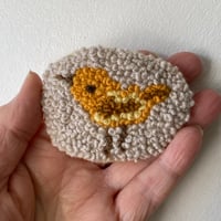 Large chick brooch - wool embroidery 