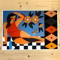 Image of Checkerboard lady A3 print
