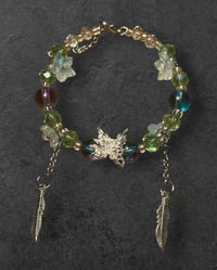 Blue/purple butterfly with feathers adjustable bracelet 