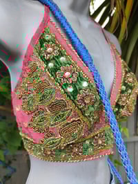 Image 2 of Bralette halter neck top jewel dark pink with two ties at the back