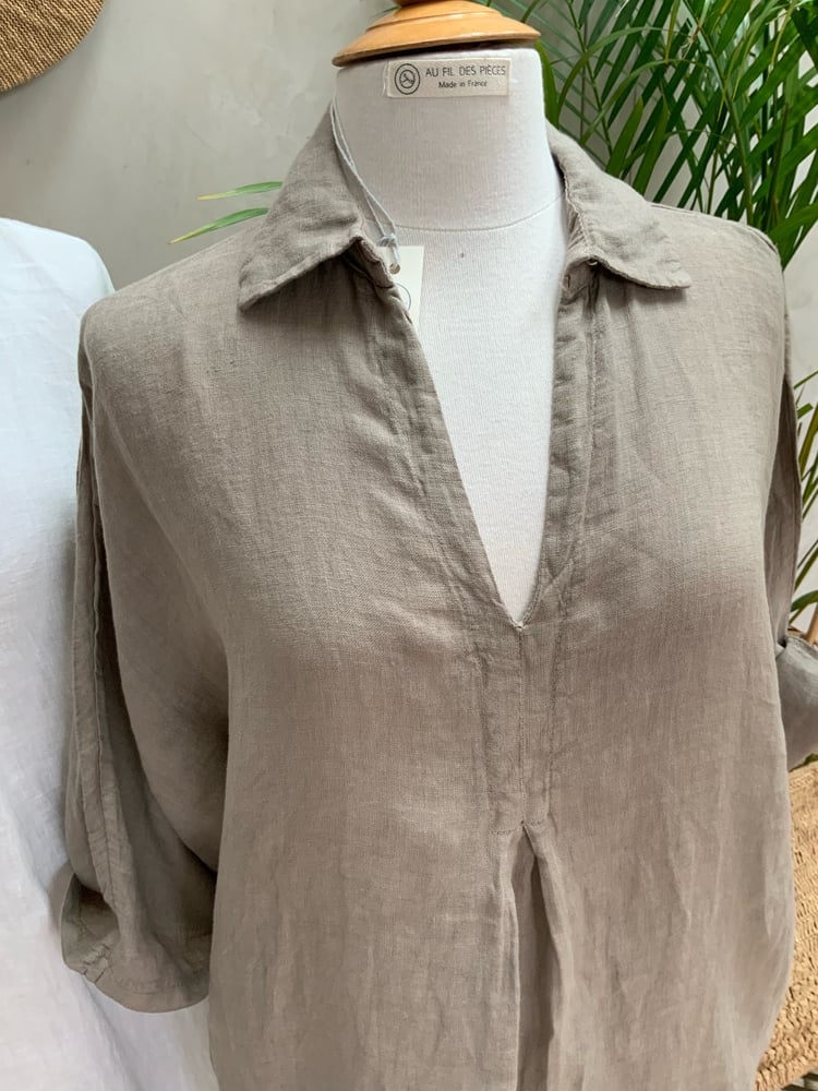 Image of Robe En Lin Chloé Taupe