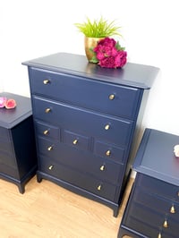 Image 4 of Navy Blue Stag Minstrel CHEST OF DRAWERS / TALLBOY