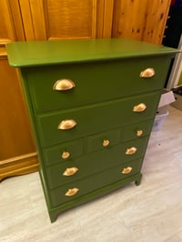Image 2 of Stag Chest Of Drawers/Tallboy in green - commision job