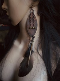 Image 3 of Empress feather & bone earrings 