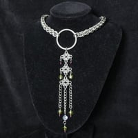 Image 1 of Chainmail necklace chain with welded O ring and triple diamond charm