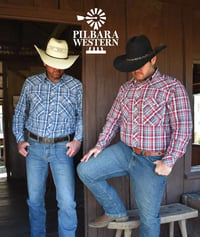 Image 1 of RMPW009 Pilbara Western Men's Snap Button L/S Shirt