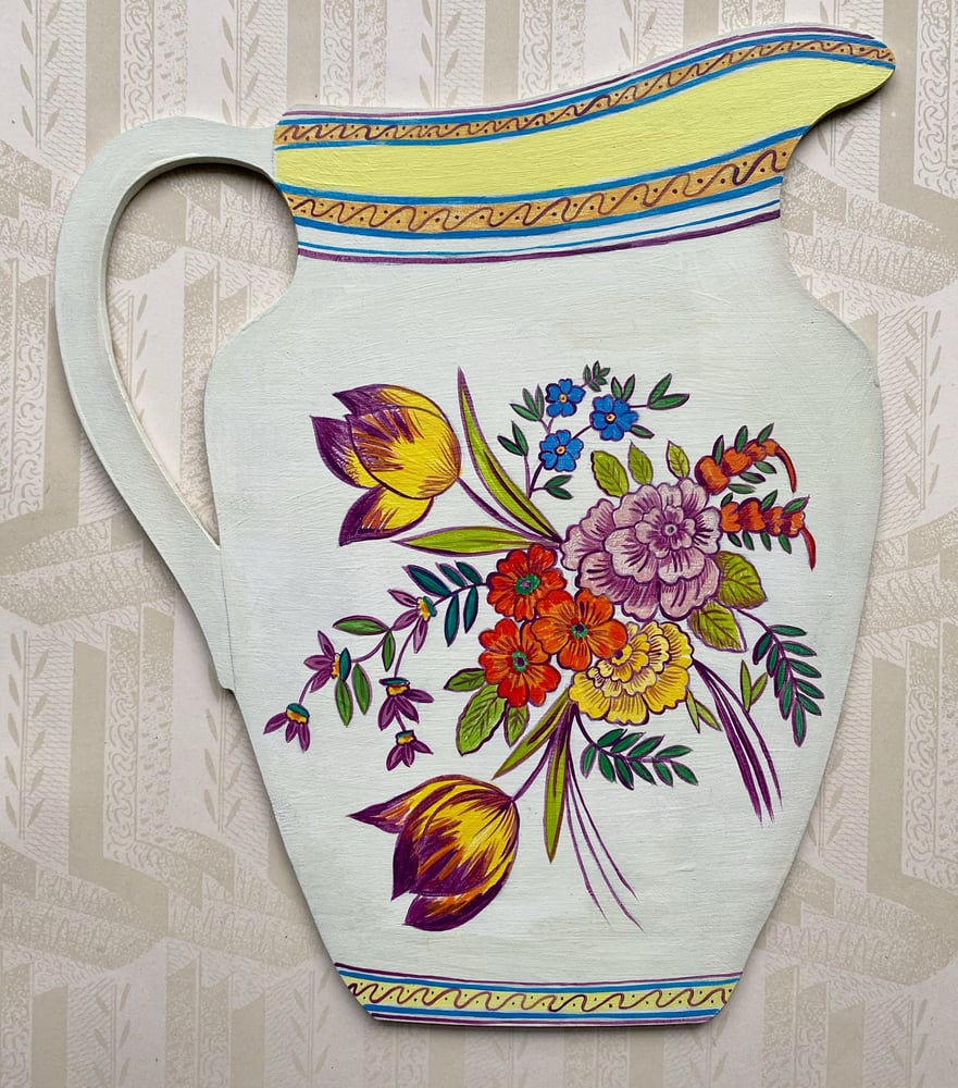 Image of Floral wooden jug cutout F