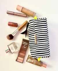 Image 6 of B&W striped boxy makeup bag