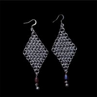 Image 1 of Diamond Drop Chainmail Earrings 