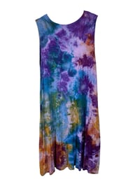 Image 7 of XXL Knit Pocket Tank Dress in Earthy Rainbow Ice Dye