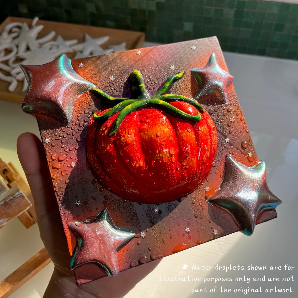 Image of 🍅 GALACTIC TOMATO ✧ Original 3D Mixed Media Painting