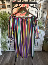 Image 3 of NYC stripe off shoulder dress 