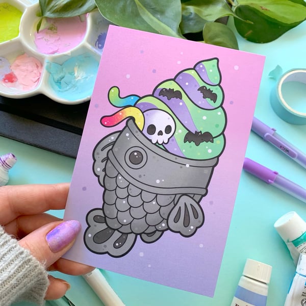 Image of Pearlescent Spooky Taiyaki Ice Cream PRINT