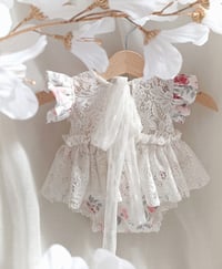 Image 3 of Newborn girls body-dress for photoshoots | Emily | floral pink