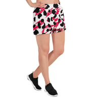 Image 5 of BOSSFITTED Red Leopard Print Women's Athletic Short Shorts