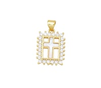 Square CZ Cross Charm 