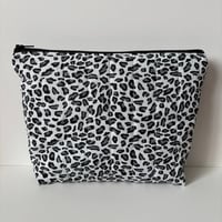 Image 3 of Handmade Quilted Leopard Makeup Bag – Grey Cosmetic Bag