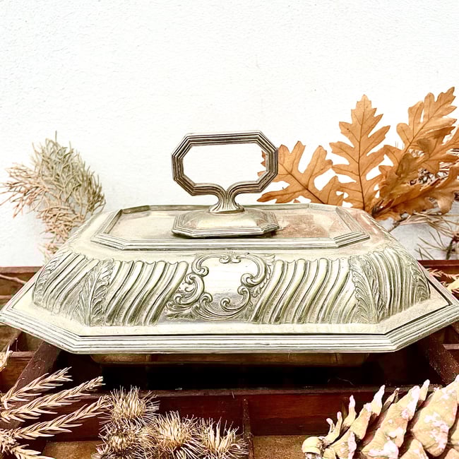 Antique silver plated serving dish