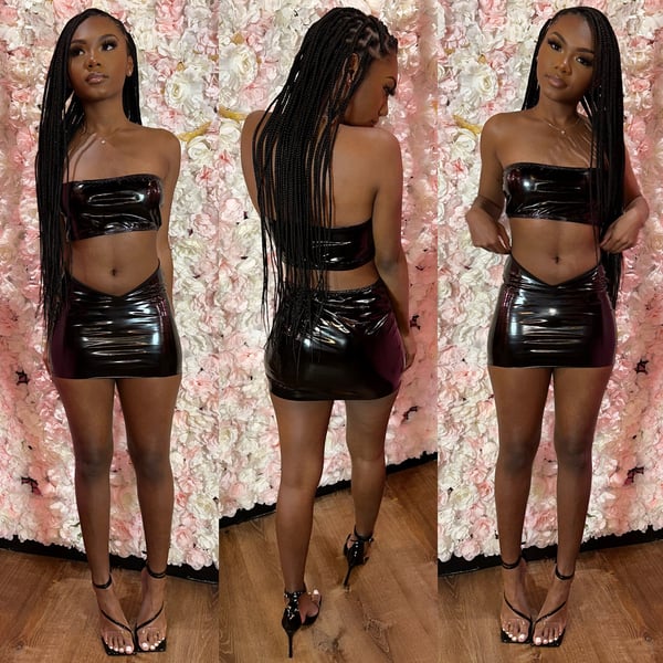 Image of Black Leather Skirt 