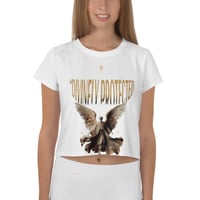 Image 1 of Women DIVINELY PROTECTED All-Over Print Crop Tee