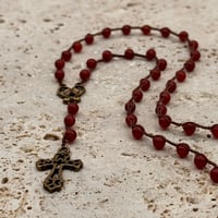 Image 1 of Carnelian & Bronze Cross Necklace
