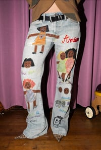 Image 3 of JEAN "SISTERS MOUMBE" LIGHT BLUE RED BRODERY 