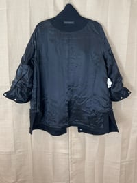 Image 10 of ZARA rare black leather buckle neck front zipper pea coat jacket