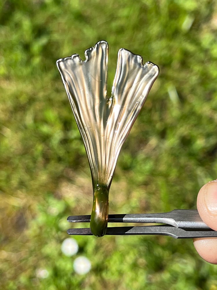 Image of Metallic Gold Ginkgo Leaf Pendant 2