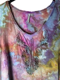 Image 6 of ♻️ UPCYCLED 3X Plus Cotton Top in Muted Watercolor Ice Dye