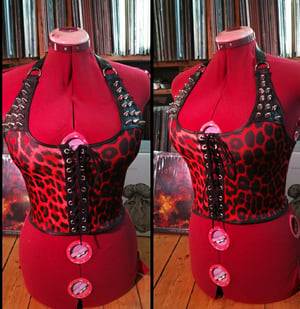 Image of Studded red leopard top S/M & M/L