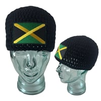 Image 2 of Black Jamaican Flag Fitted Beanie